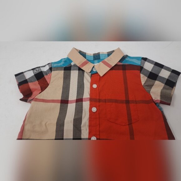 Burberry Children Baby Boys Colorblock Nova Check Button Up Shirt 4M 75cm - Picture 6 of 10